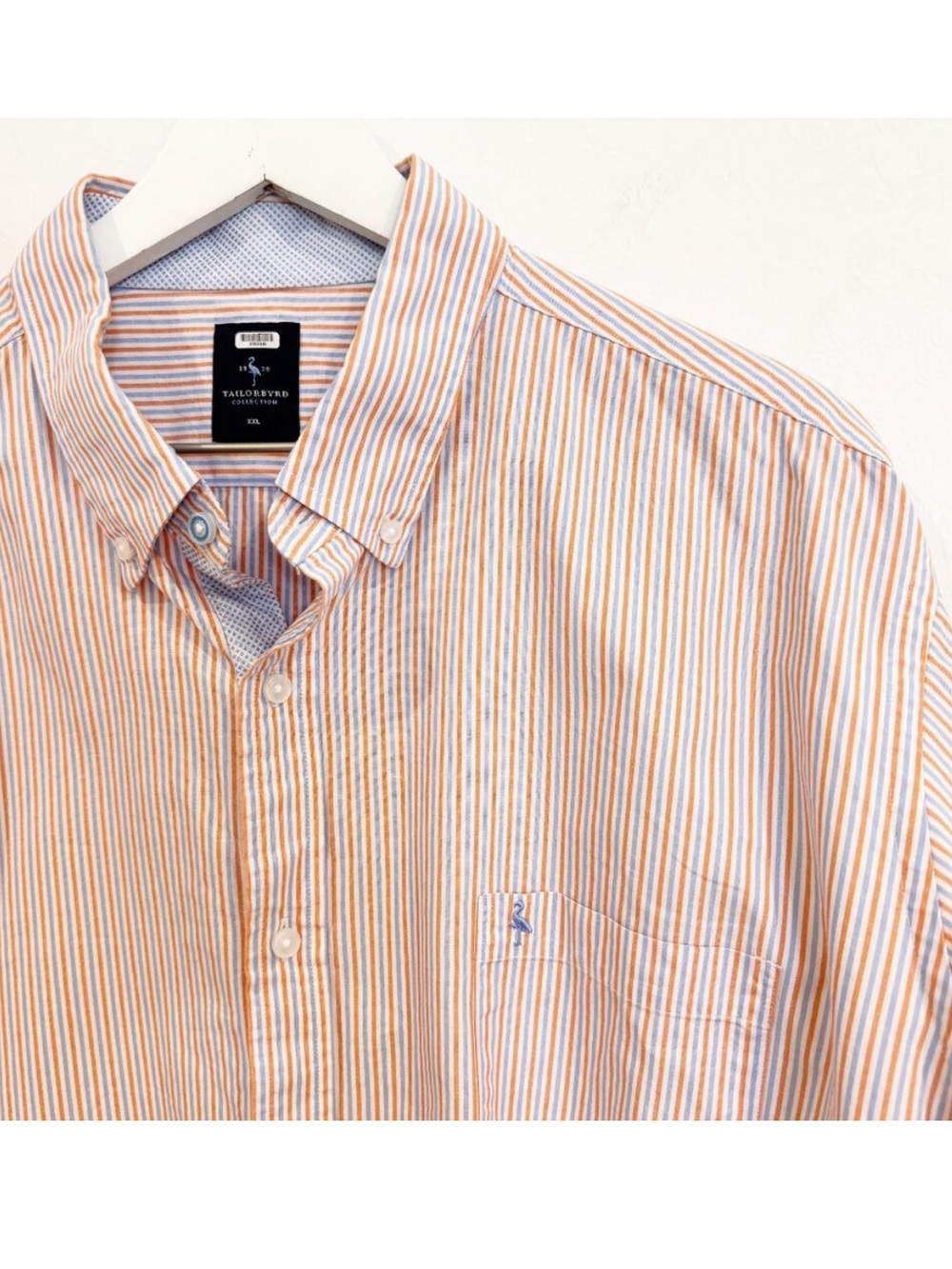 Tailorbyrd Shirt Size XXL Striped Contrast Cuff Button Up Preppy Quiet Luxury